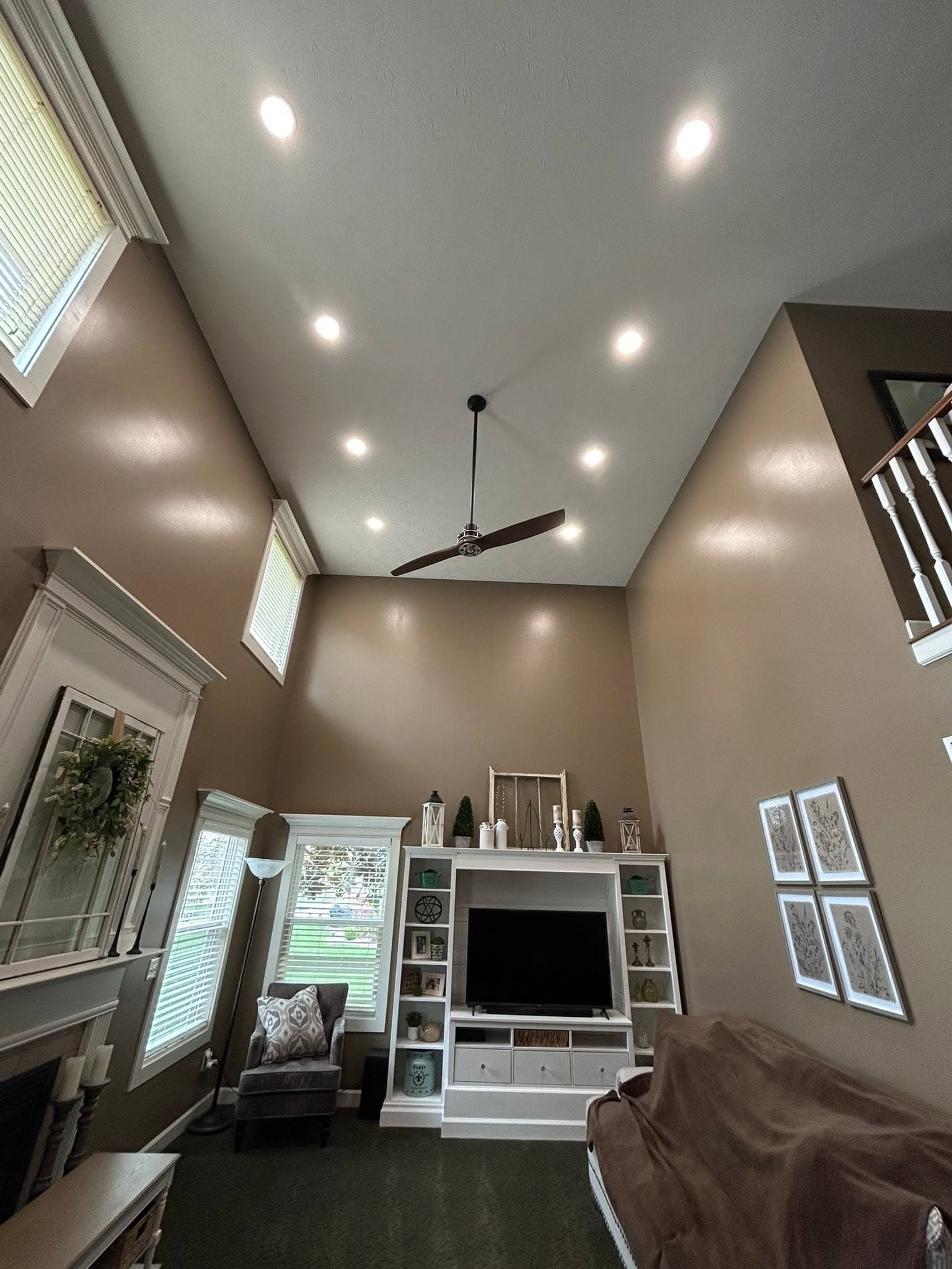 Living room recessed lighting & fan
